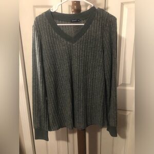 Soprano Olive Ribbed Long Sleeve Top